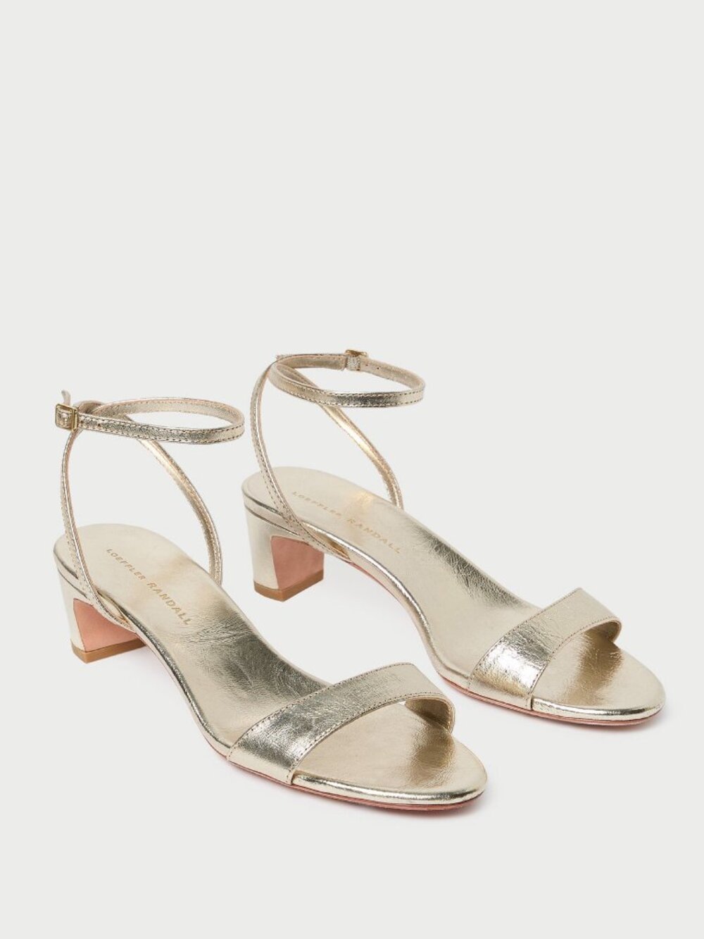 New Loeffler Randall Alice Champagne Leather Sandal Sz 7.5